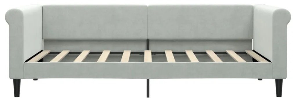 Sofá-cama com gavetão 90x190 cm veludo cinzento-claro
