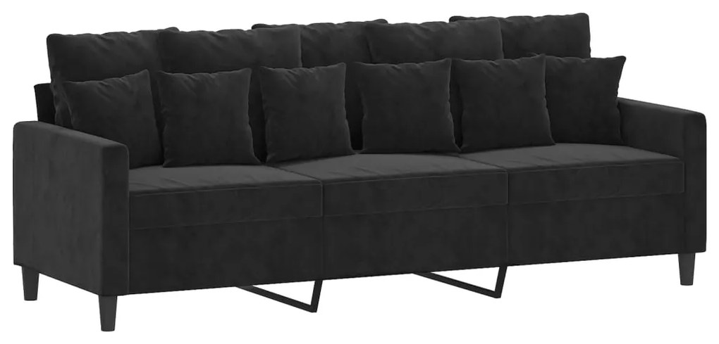 Sofá Cinha de 3 Lugares - Chaise Longue -  Cor Preto - 198 x 77 x 80 c