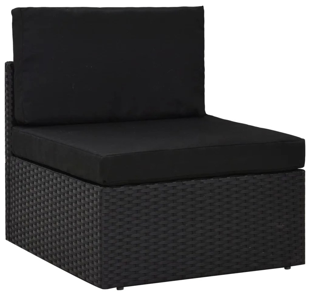 8 pcs conjunto lounge de jardim c/ almofadões vime PE preto