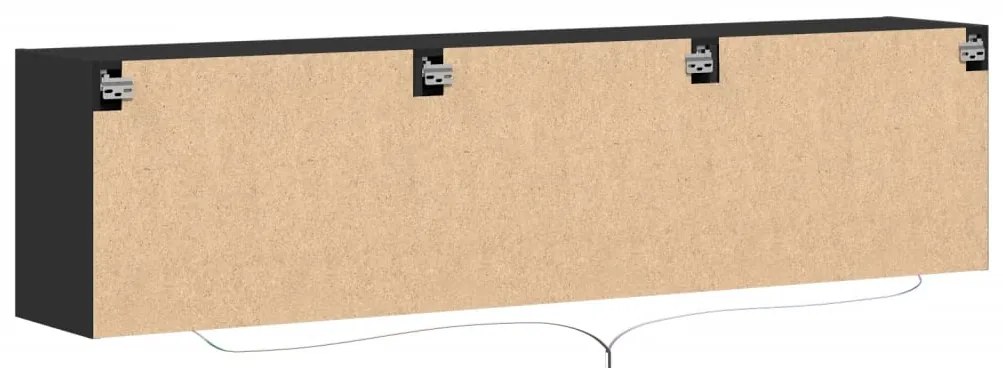 Móvel de parede para TV com luzes LED 180x31x45 cm preto