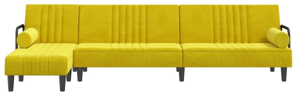 Sofá-cama em forma de L 260x140x70 cm veludo amarelo