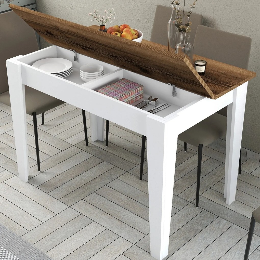 Mesa de Cozinha Kiev – Nogueira e Branco – 110x75x72 cm