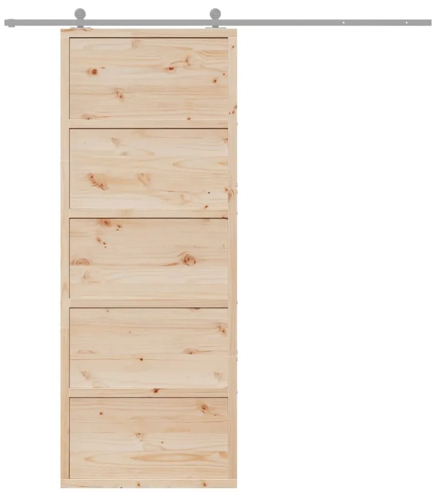 Porta de celeiro 80x208 cm madeira de pinho maciça