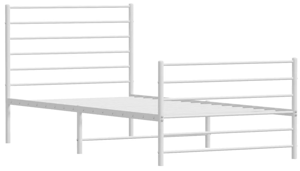 Estrutura de cama com cabeceira e pés 107x203 cm metal branco