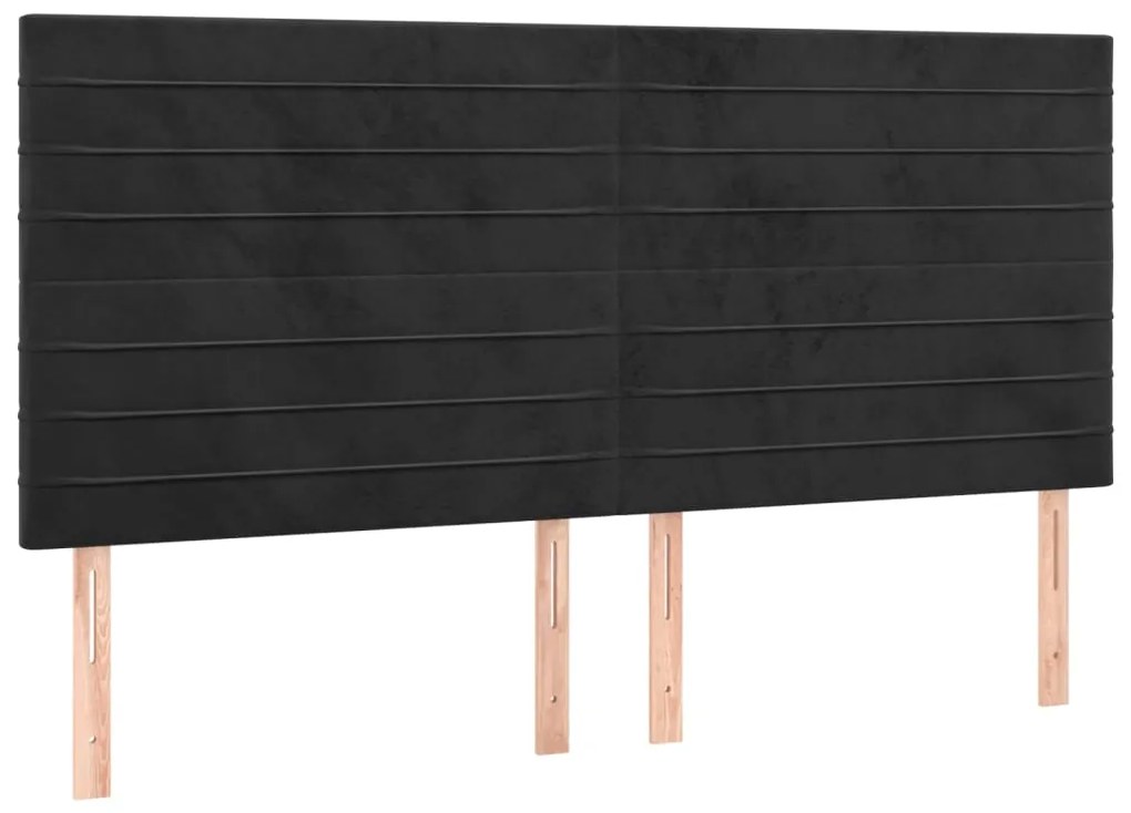 Cama box spring c/ colchão/LED 160x200 cm veludo preto