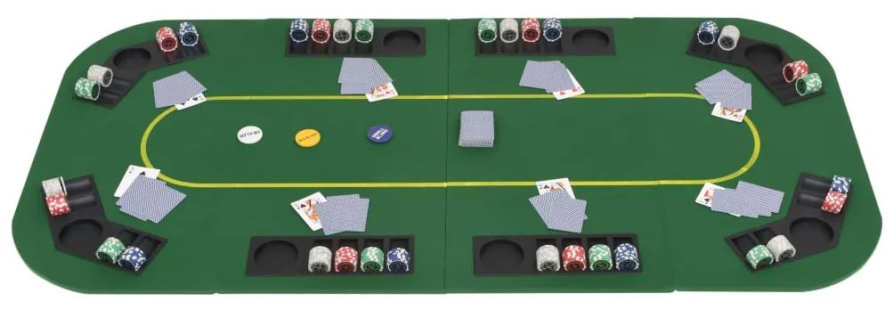 Tabuleiro póquer dobrável em 4 p/ 8 jogadores retangular verde
