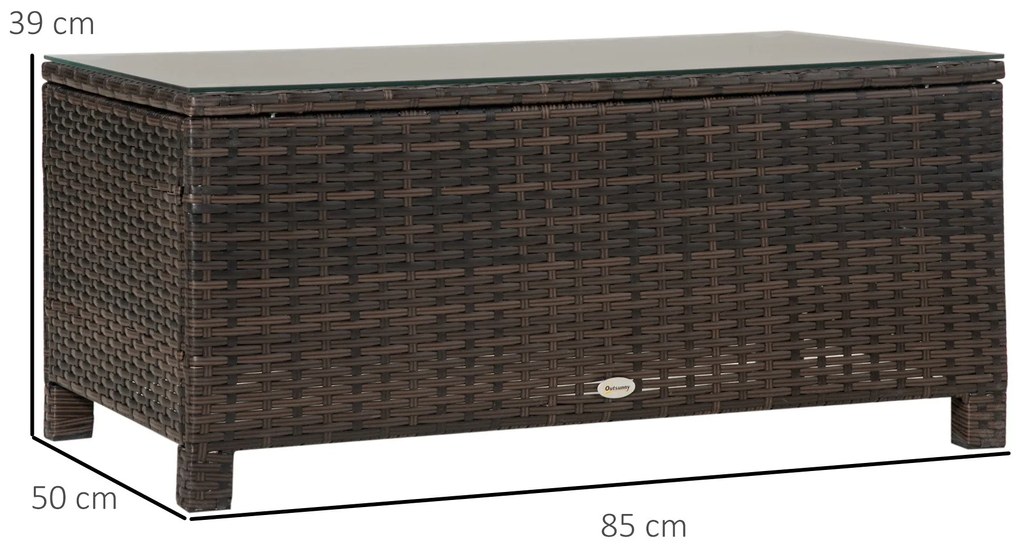 Outsunny Mesa de Centro Jardim de Vime Sintético Mesa de Apoio para Ex