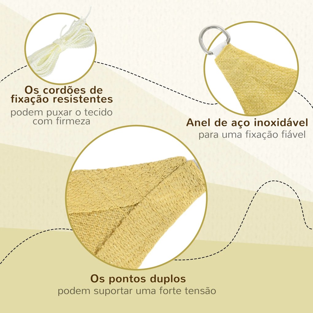 Vela de Sombra Retangular 4x6 m Toldo Vela de HDPE com Anéis de Aço In