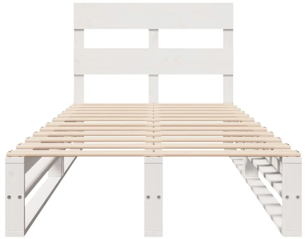 Cama sem colchão 75x190 cm madeira de pinho maciça branco