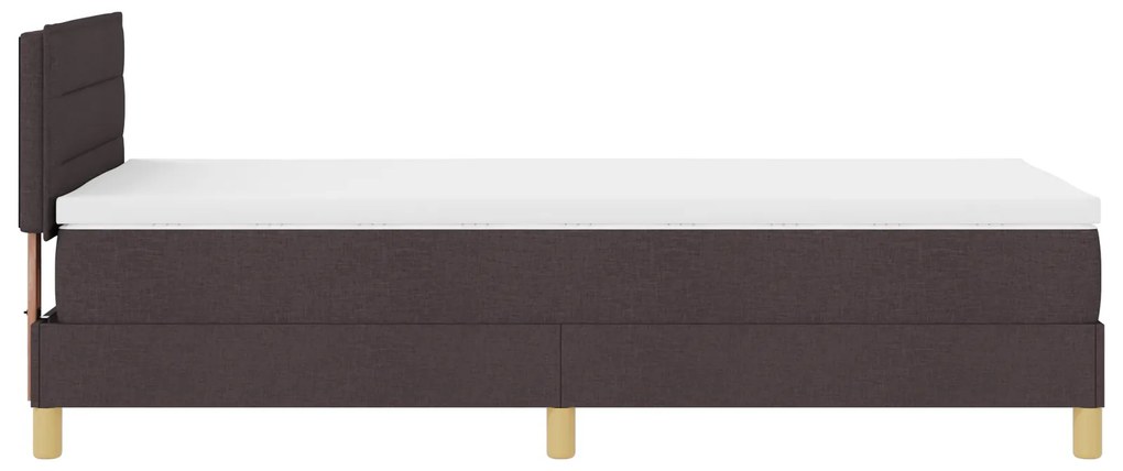 Cama Box Spring com Colchão Castanho Escuro 80x200 cm Tecido