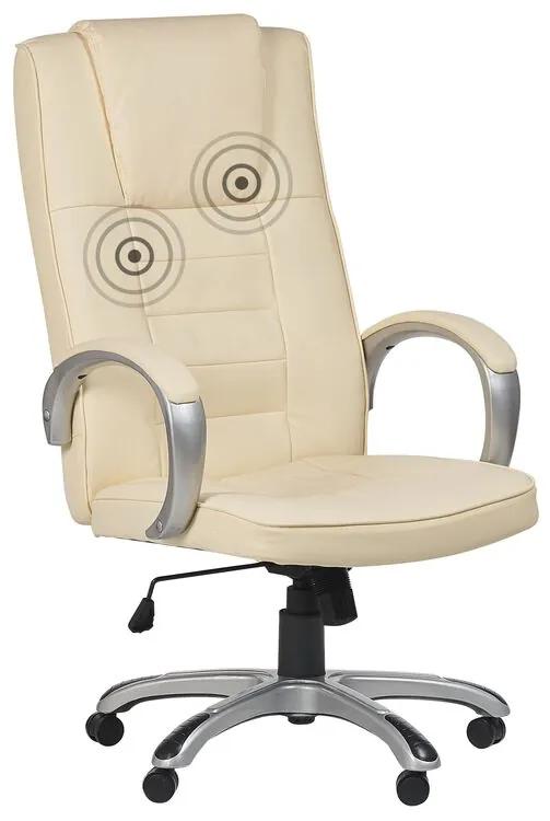 Cadeira de escritório com função de massagem em pele sintética creme GRANDEUR II Beliani