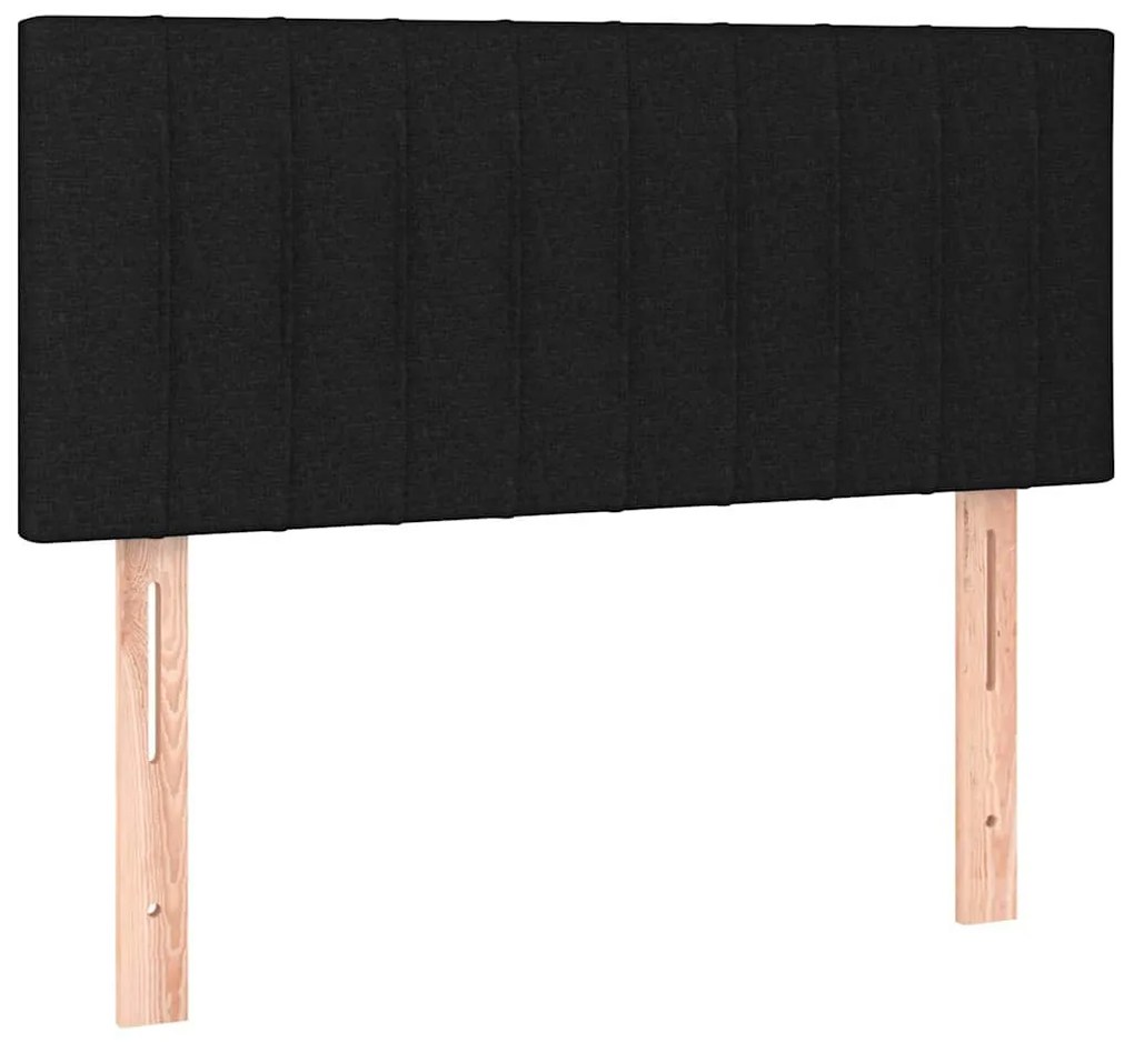Cama box spring c/ colchão e LED 120x190 cm tecido preto