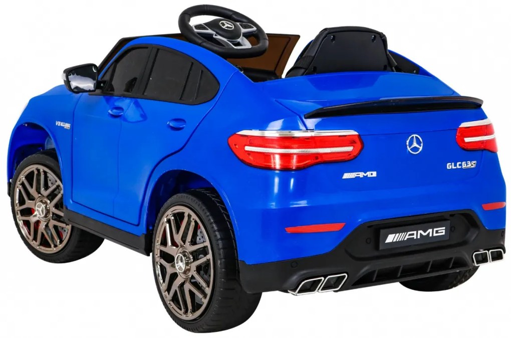 Carro elétrico para Crianças 12V 4x4 Mercedes Benz GLC63S Rodas de EVA, Assento de couro Azul