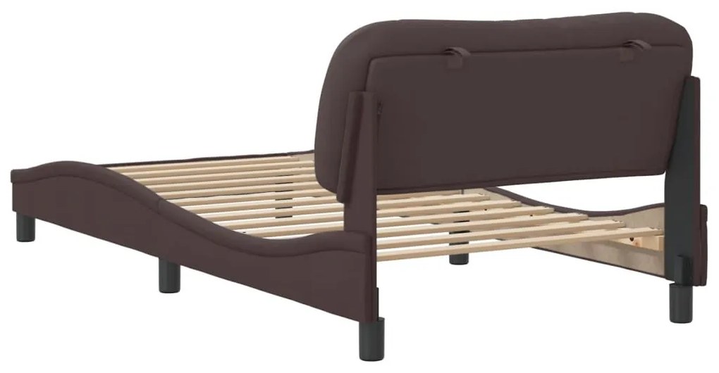 Estrutura de cama sem colchão 100x200 cm tecido castanho-escuro