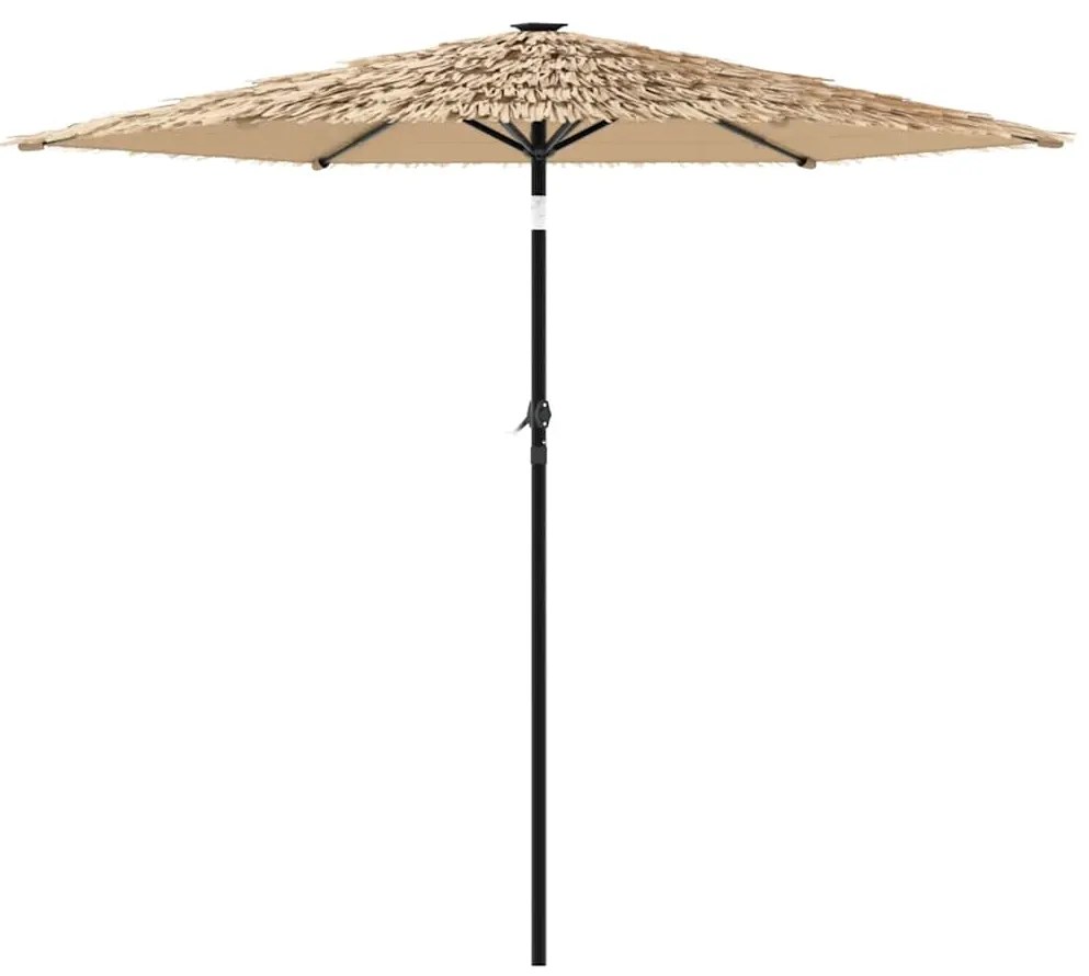 Guarda-sol c/ luzes LED e poste de aço 223x223x213 cm castanho