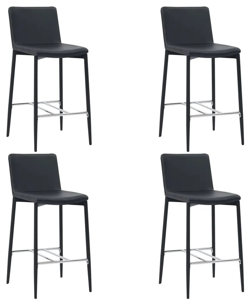 vidaXL Bancos de bar 4 pcs couro artificial preto