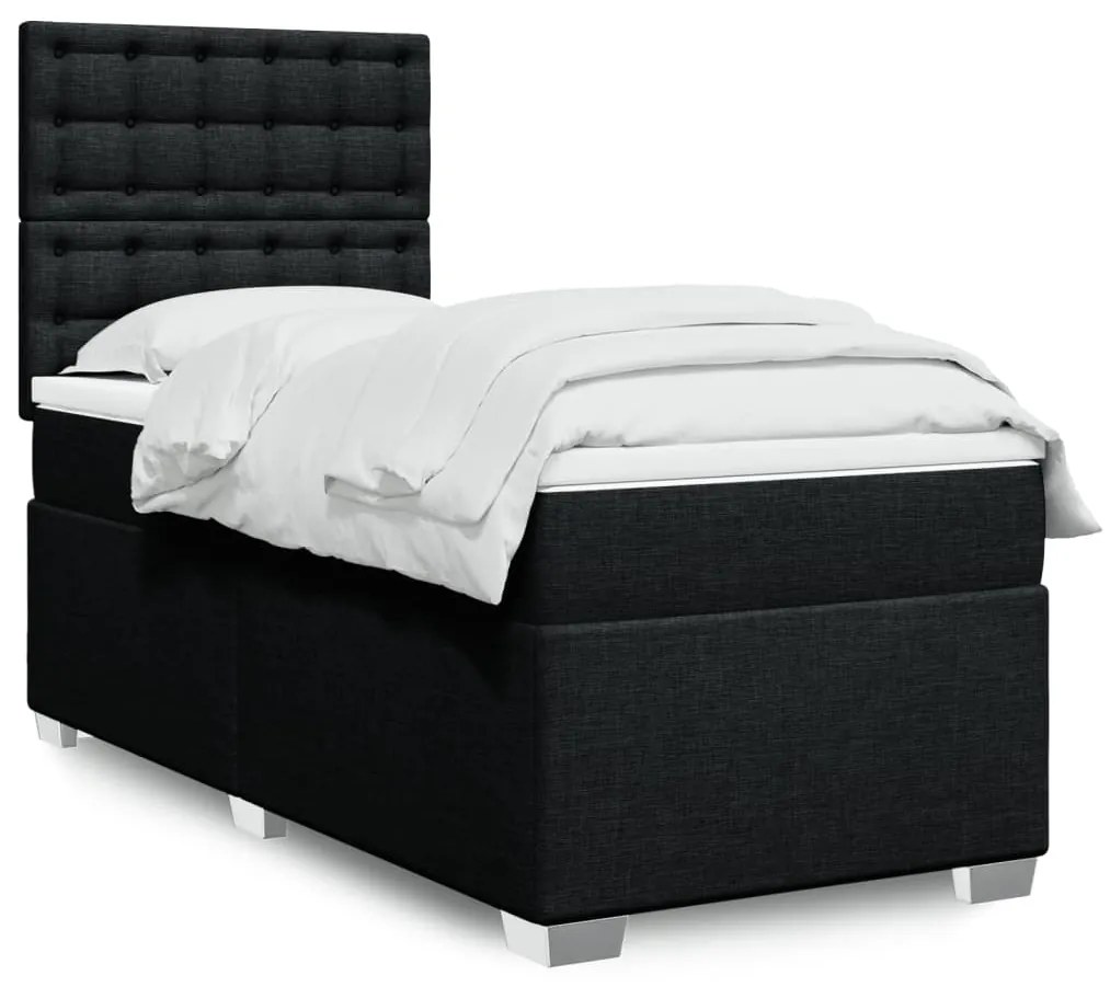 vidaXL Cama com molas/colchão 80x200 cm tecido preto