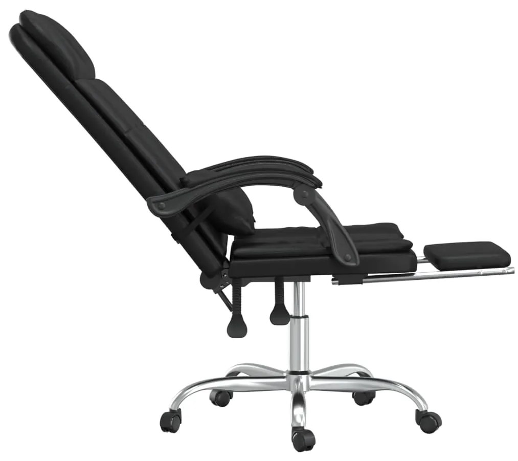 Cadeira escritório massagens reclinável couro artificial preto