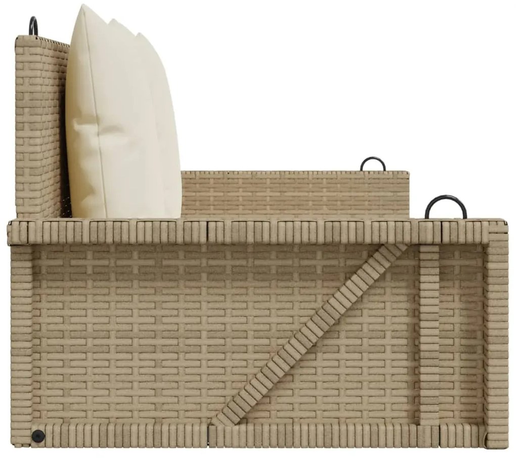 Banco baloiço com almofadões 119x56x48 cm vime PE bege