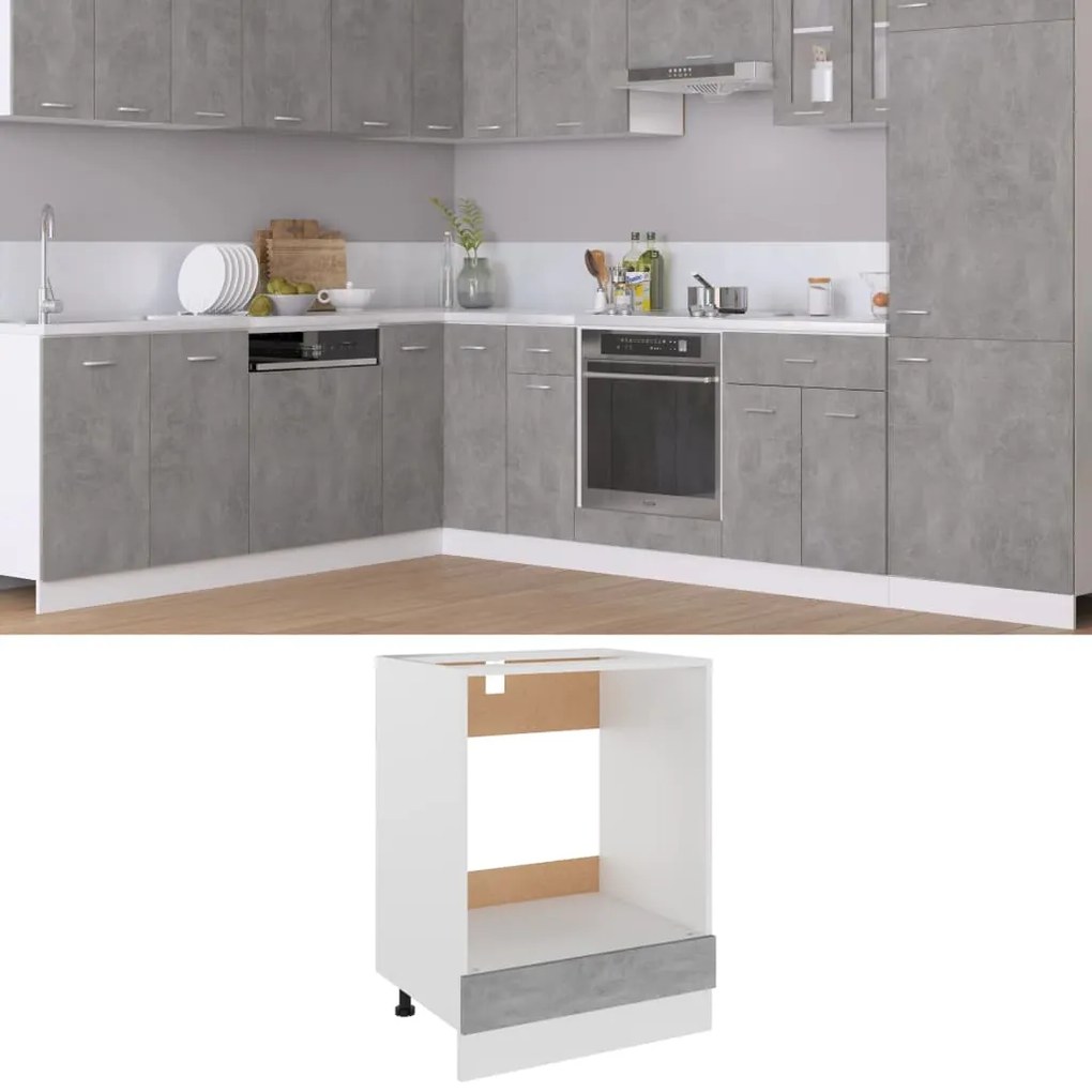 802501 vidaXL Armário para forno 60x46x81,5 cm contraplacado cinza cimento