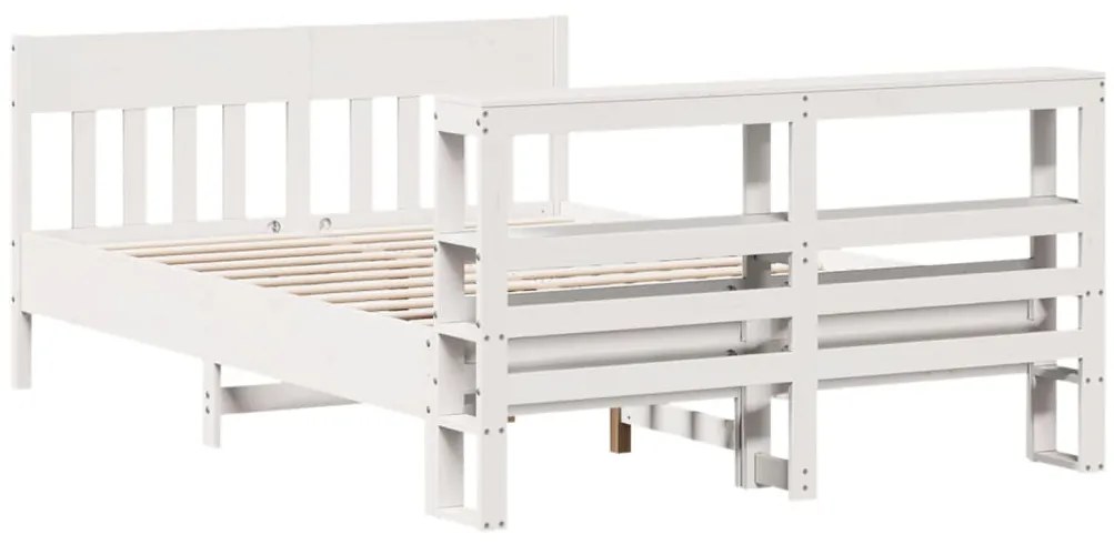 Cama sem colchão 160x200 cm madeira de pinho maciça branco