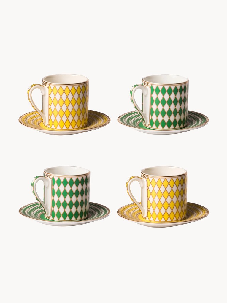 Chávenas de café com pires Chess, conjunto de 4