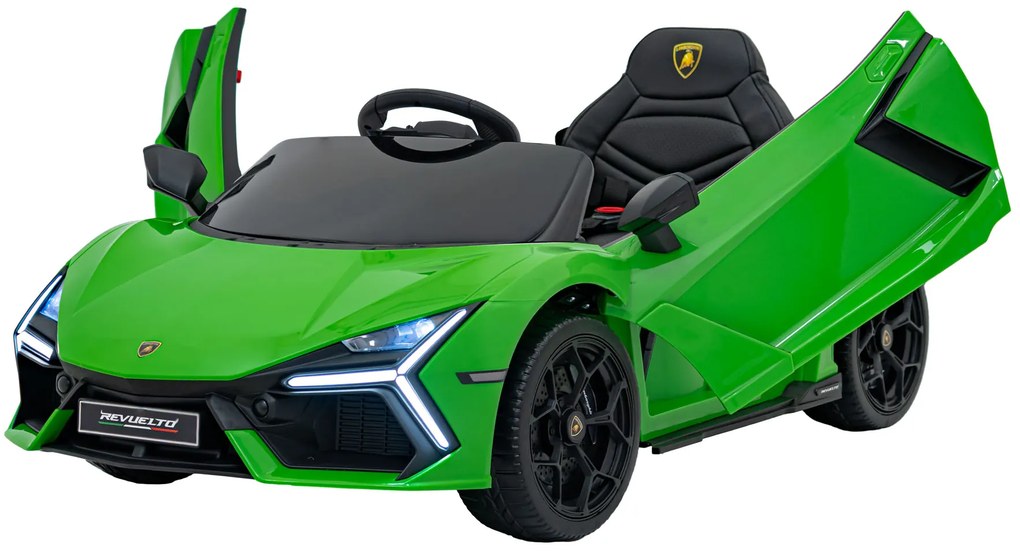Carro elétrico para Crianças Lamborghini Revuelto 12V 4x4 Rodas Espuma EVA, Assento couro ecológico Verde
