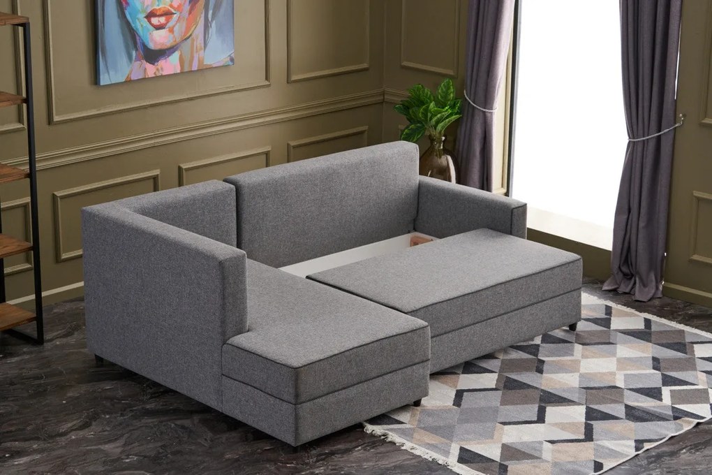 Sofá-Cama de Canto Ece – Cinzento – 242x88x90 cm