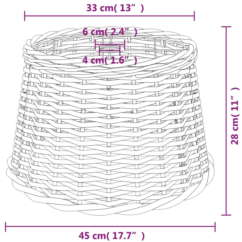 Abajur de teto Ø45x28 cm vime castanho