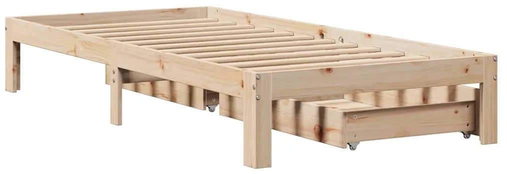 Estrutura de cama com gavetas 75x190 cm madeira de pinho maciça