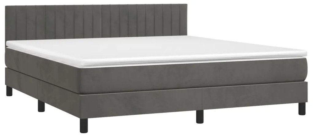 Cama com molas/colchão 180x200 cm veludo cinzento-escuro