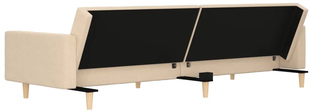 Sofá-cama 2 lugares com duas almofadas tecido cor creme