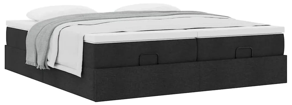 63 / 5,000vidaXL Estrutura de cama otomana com colchões tecido preto
