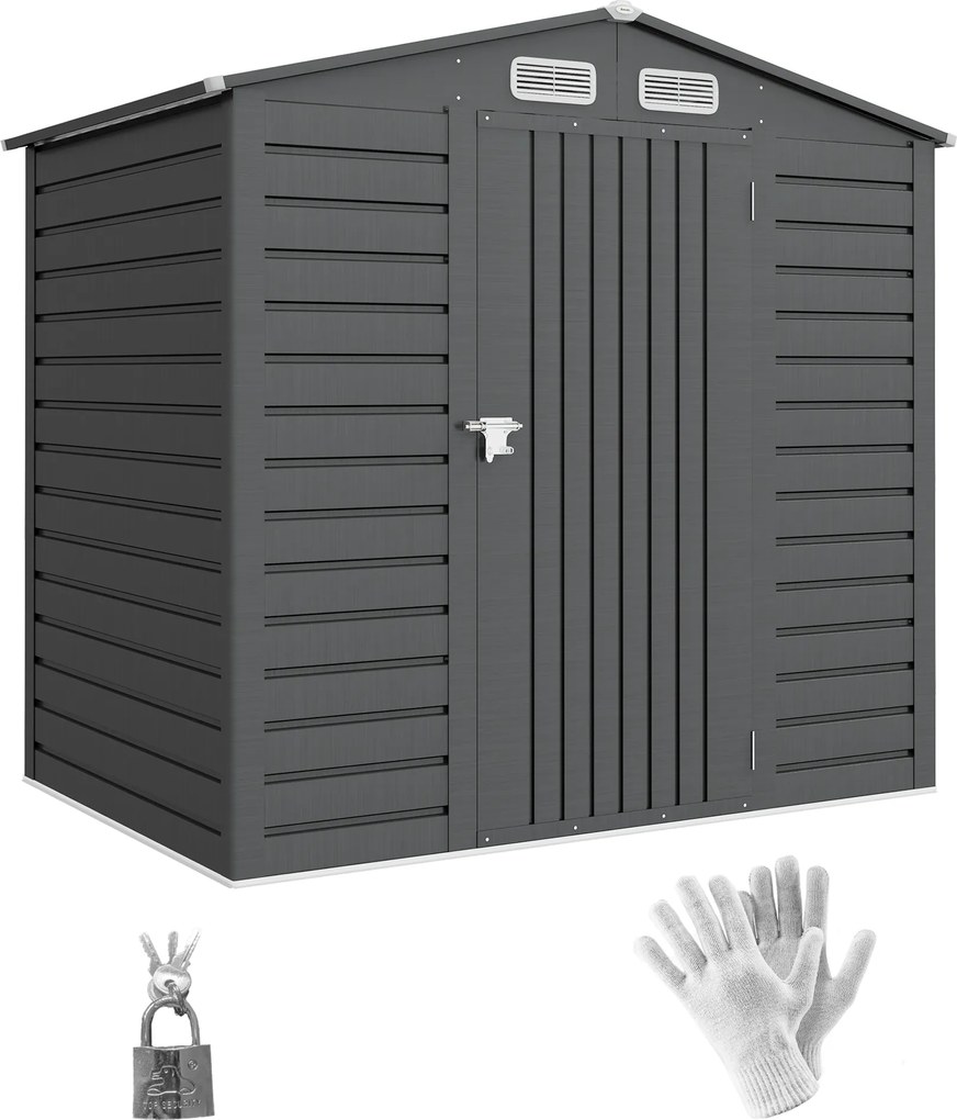 Outsunny Abrigo de Jardim 2,27 m² 190x131x188 cm com 2 Ventilações Porta com Fechadura para Armazenamento de Ferramentas Cinza | Aosom Portugal
