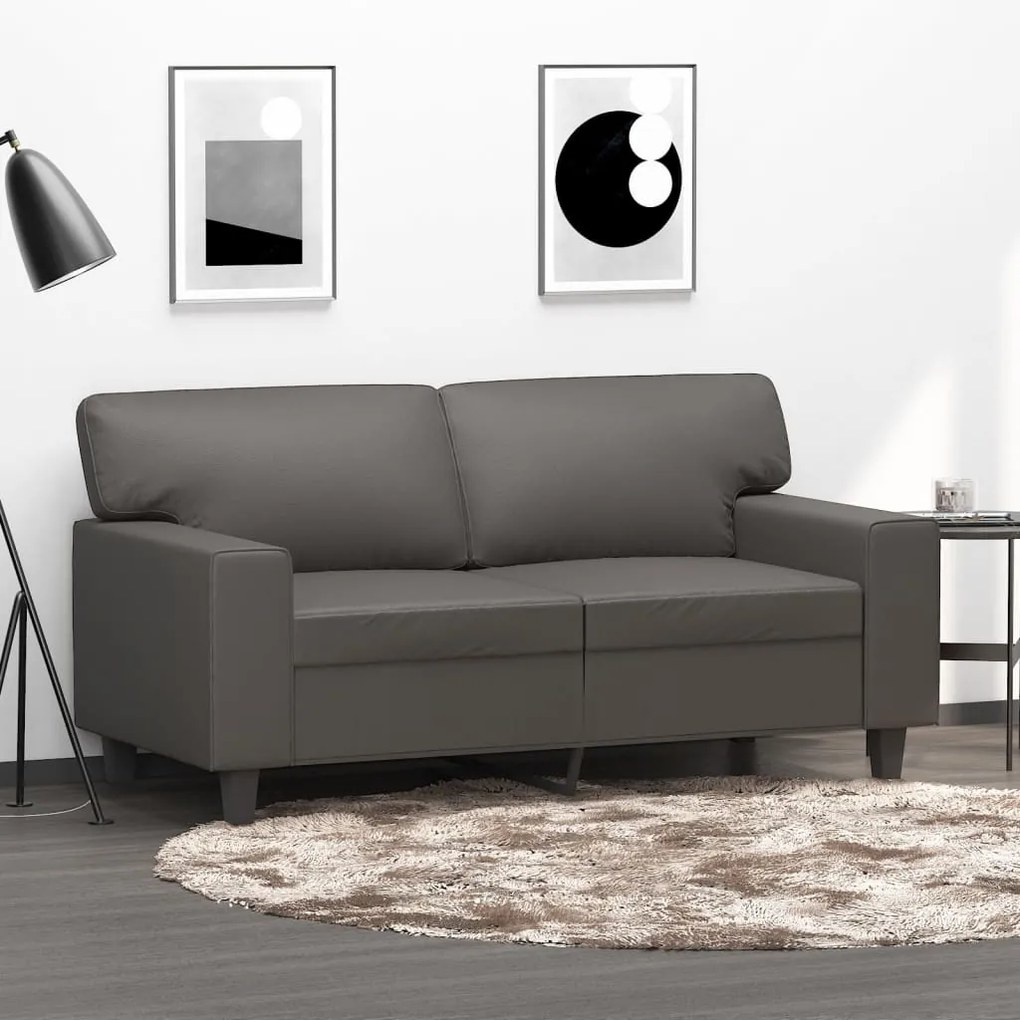 349008 vidaXL Sofá de 2 lugares 120 cm couro artificial cinza
