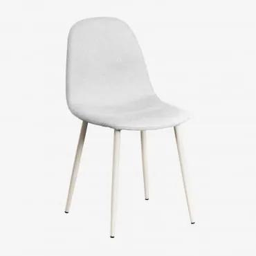 Cadeira de jantar de luxo Glamm Beige Creme & Tecido Branco Quebrado - Sklum