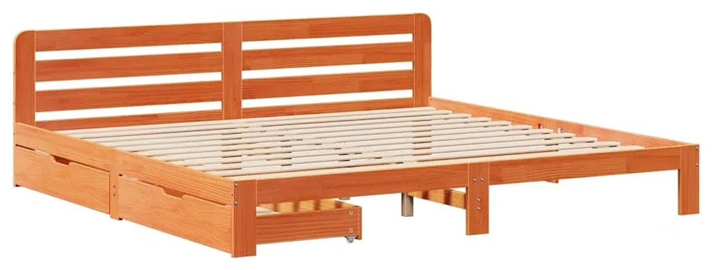 Cama sem colchão 200x200 cm pinho maciço castanho-mel