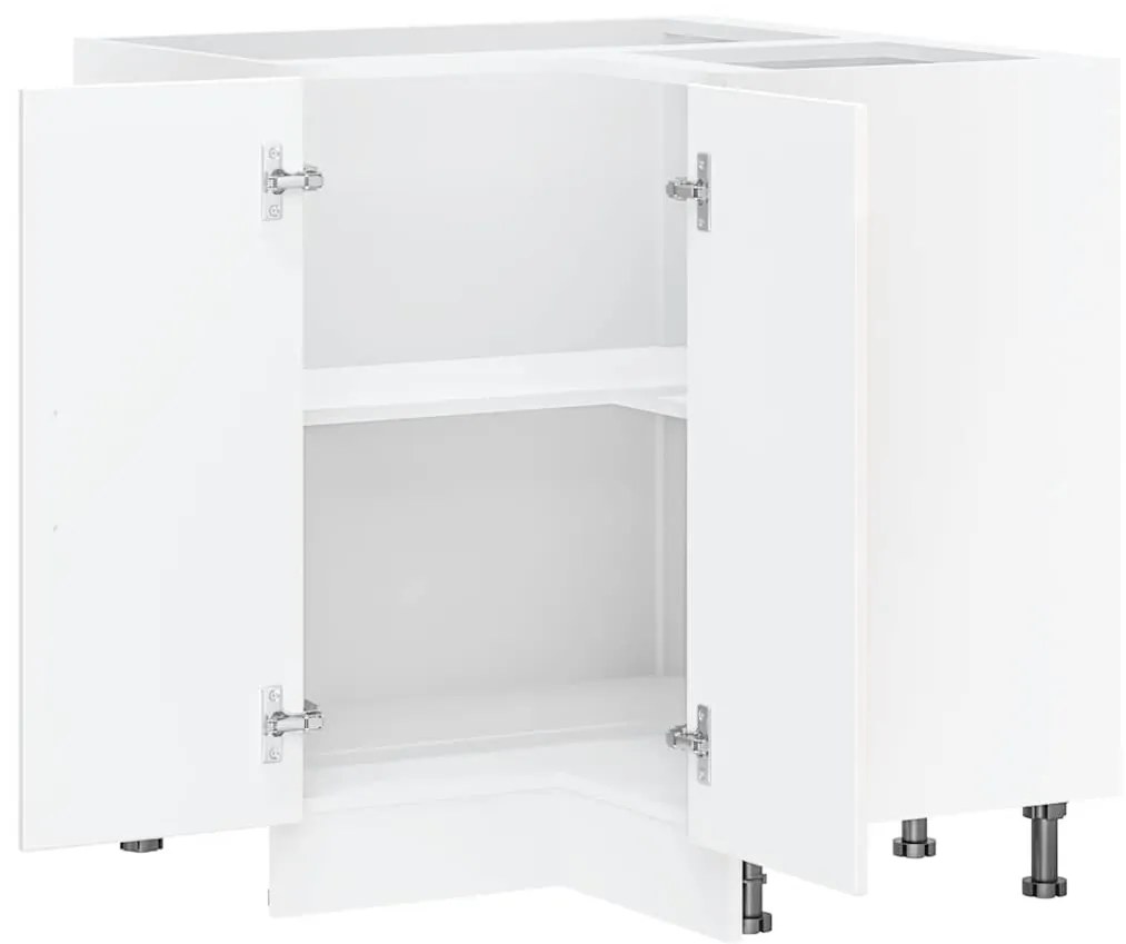 Armário baixo de canto de cozinha Kalmar branco alto brilho
