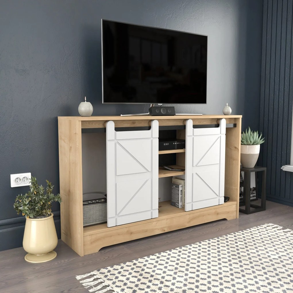 Móvel para TV Ahris – Carvalho Branco – 140x35x85 cm