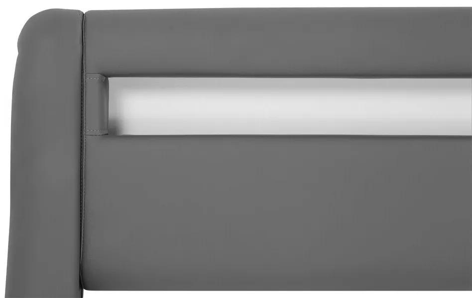Cama de casal de água com iluminação LED em pele sintética cinzenta 180 x 200 cm AVIGNON Beliani