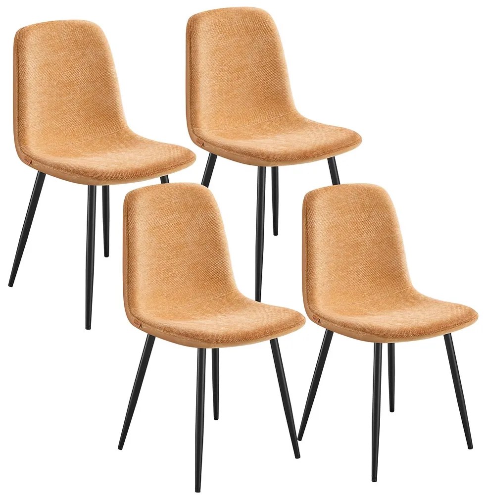 Conjunto de 4 cadeiras de sala de jantar (MESA NÃO INCLUIDA) em tecido chenille 55 x 43,5 x 85,5 cm Castanho caramelo