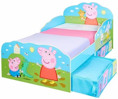 CAMA INFANTIL PEPPA PIG  COM GAVETAS + COLCHÃO E ALMOFADA 140cm x 70cm