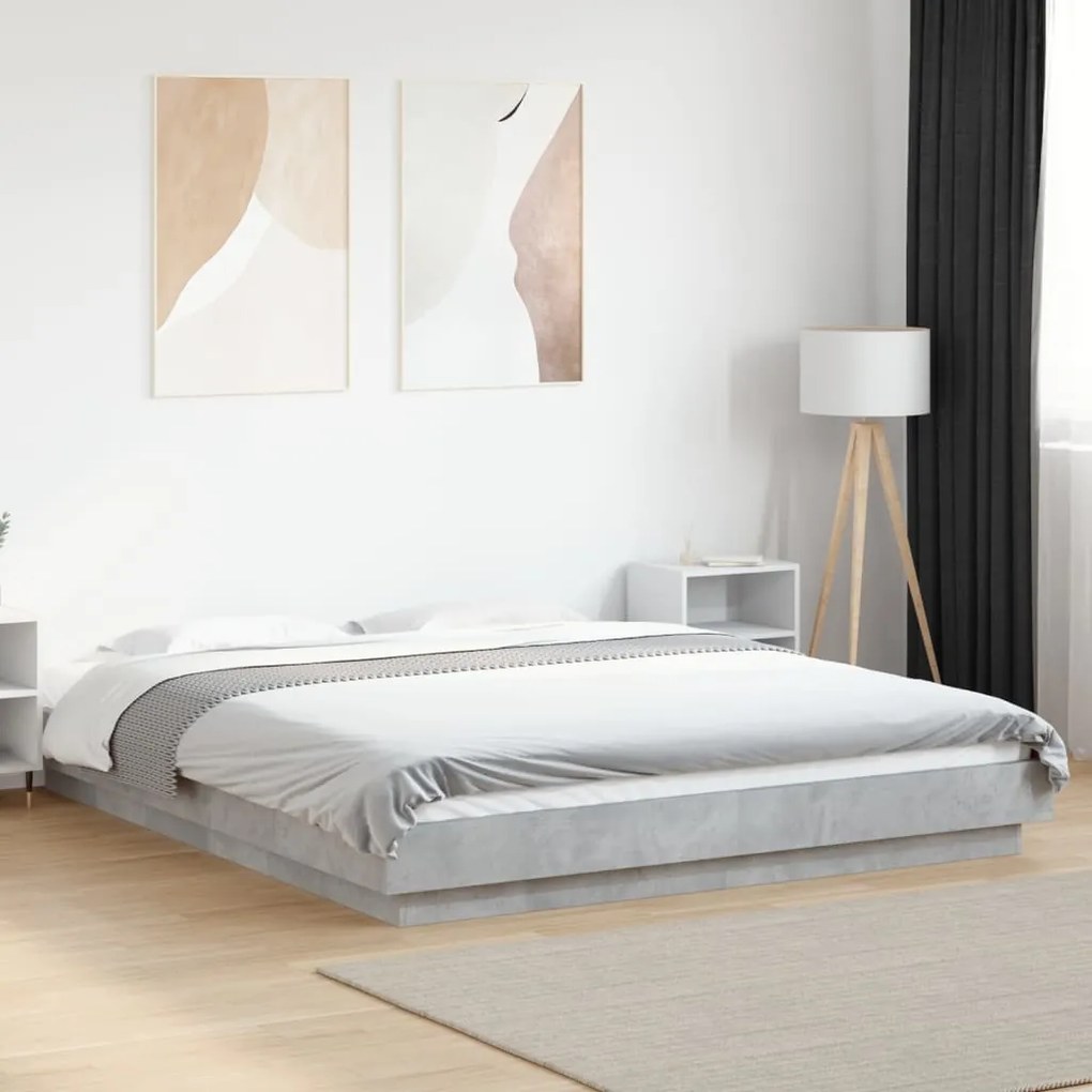 Estrutura de cama 150x200 cm derivados de madeira cinza cimento