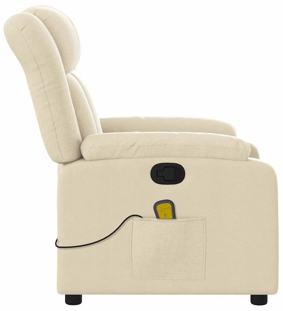 Poltrona de massagens reclinável tecido cor creme