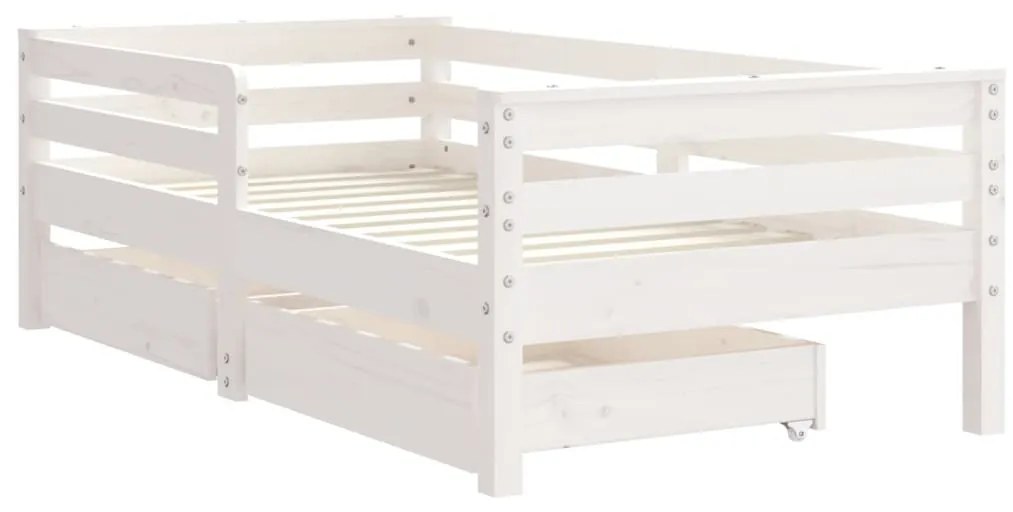 Estrutura cama infantil c/ gavetas 70x140cm pinho maciço branco