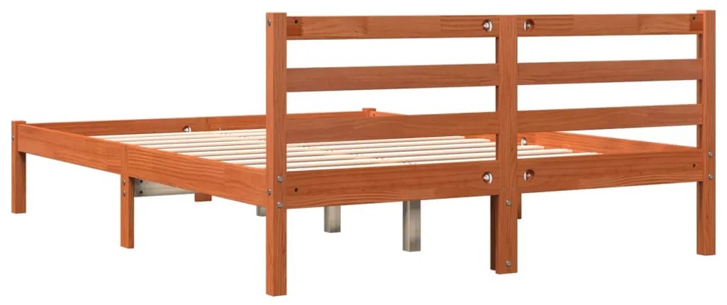 Estrutura de cama 120x190 cm madeira pinho maciça castanho cera