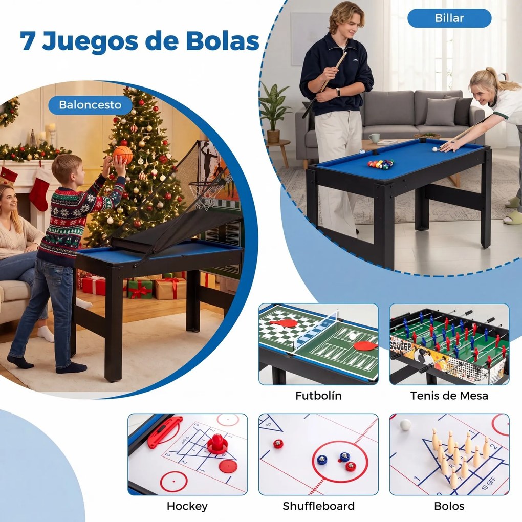 Mesa de jogos 14 em 1 com basquetebol, bilhar, matraquilhos, pingue-pongue, hóquei, xadrez e muito mais para festas e salas de jogos – Preta