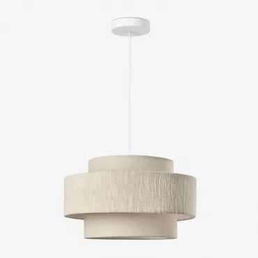 Lâmpada De Teto Pendente Lumira Gardénia Branco - Crema Linho & Ø40 Cm - Sklum