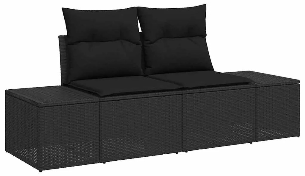 Conjunto de Sofá de Jardim com 9 Peças e Almofadas de Rattan Preto