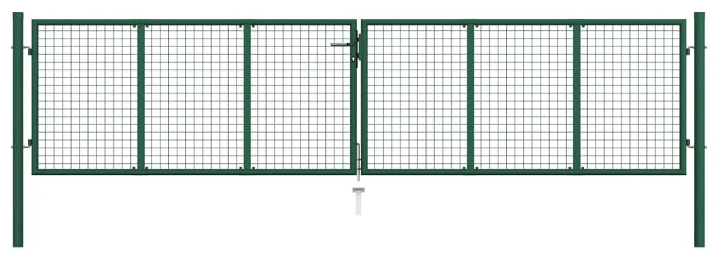 Portão de jardim em rede 400x75 cm aço verde